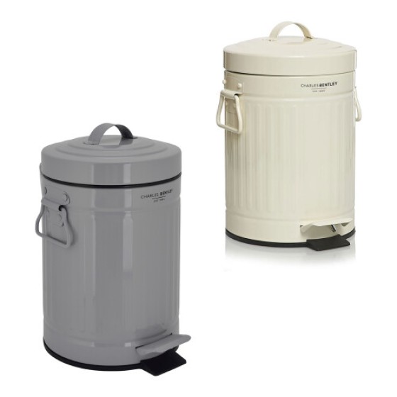 Charles Bentley Retro Powder-Coated Steel Mini Pedal Bin for Kitchen & Bathroom - Assembled - 3L